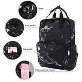 Violet Mist College Marble Backpack Bag Waterproof Laptop for Girls Adults （Black Marble）