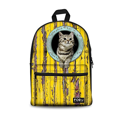 Bigcardesigns Canvas Animal Cat Women Canvas Bookbag Backpack Teenagers