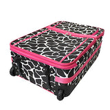 World Traveler 3 Piece Expandable Upright Luggage Set, Fuchsia Trim Giraffe, One Size