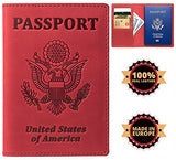 Rfid Blocking Us Passport Holder Cover Travel Wallet Organizer Case With Card Slots (Red Vintage)