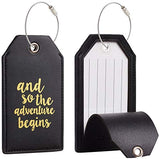 Casmonal Luggage Tags with Full Back Privacy Cover w/Steel Loops (black 02 pcs set)