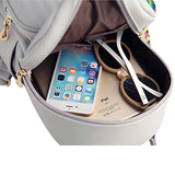 ABage Women's Leather Backpack Purse College School Travel Casual Daypack Handbag, Grey