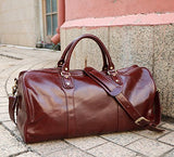 Polare 21" Real Italian Leather Weekender Travel Overnight Luggage Duffel Bag