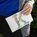 Letter K Floral Monogram Initial Makeup Cosmetic Bag Organizer Pouch