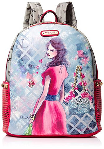Nicole Lee Daisy Print Backpack, Red, One Size
