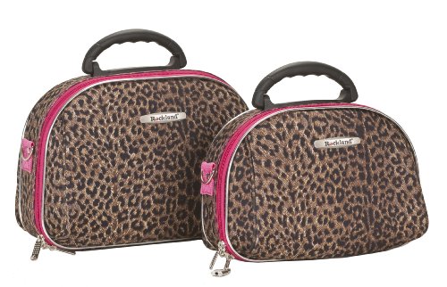 Rockland Luggage Rockland 2 Piece Cosmetic Set, Pink Leopard, Medium