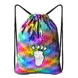 MHJY Sequin Bag Unciorn Drawstring Bag Mermaid Backpack Sparkly Gym Dance Bag Reversible Flip Sequin Bling Backpack for Hiking Beach Travel Bags