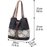 Hiigoo Printing Canvas Shoulder Bag Retro Casual Handbags Messenger Bags (Black)