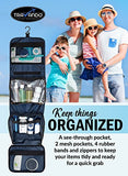 TRAVANDO Hanging Toiletry Bag"FLEXI" + 7 TSA Approved Liquid Bottles - Travel Set for Men and Women - Toilet Kit for Cosmetics, Makeup - Organiser for Suitcase - Wash Bag with Containers