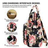 Laptop Backpack,15.6 Inch Stylish College School Backpack with USB Charging Port,Water Resistant Casual Daypack Laptop Backpack for Women/Girls/Business/Travel (Flower Pattern)