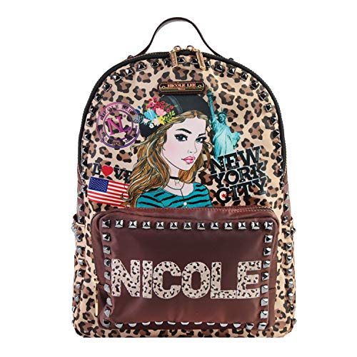 Studded Nylon Backpack (Brown)