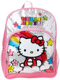 FAB Starpoint Girls' Little Hello Kitty 16 Inch Underglass Backpack, White/Pink Multi, One Size
