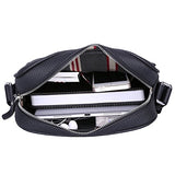 Banuce Small Black Cowhide Leather Messenger Bag for Men Shoulder Crossbody Purse for iPad