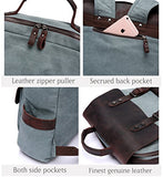 Vaschy Vintage Leather Backpack for Women and Men Canvas Ergonomic Rucksack Bookbag Daypack fits