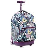 J World New York Sunrise Rolling Backpack, Secret Garden