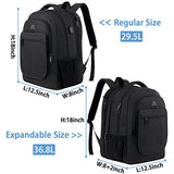 Travel Backpack for Men, Expandable Laptop Backpack with USB Charging Port, Large Anti Theft Business Computer Bag Water Resistant College School Bookbag Gift for Men Women Fit 15.6 Inch laptop, Black