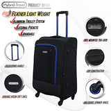 3 Pc Luggage Set Durable Lightweight Soft Case Spinner Suitecase Lug3 Jz787 Black/Dark