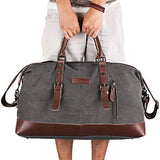 Prasacco Duffel Bag 45L Canvas Weekend Bag Unisex Gym Bag Carry On Travel Tote For Men Women - Gray