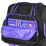 Olympia Deluxe Fashion Rolling Overnighter, Black/Purple, One Size