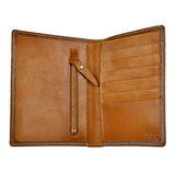 Zlyc Leather Passport Holder Travel Wallet Purse Organizer With Credit Card Slot (Yellow)