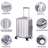 Multi-size All Aluminum Hard Shell Luggage Case Carry On Spinner Suitcase By TravelKing 20"-28" (Silver, 20")