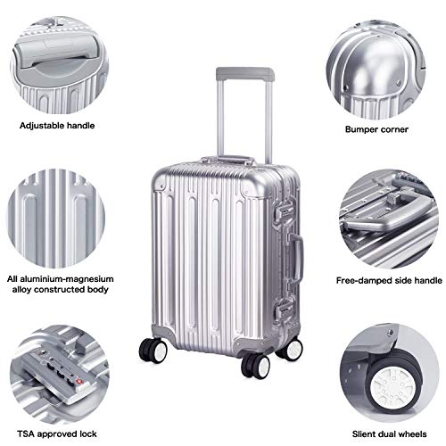 Travelking TravelKing - Maleta rígida de aluminio de tamaño múltiple de 20  a 28 pulgadas, Gris, 20