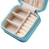 Vlando Small Faux Leather Travel Jewelry Box Organizer Display Storage Case for Rings Earrings Necklace (Blue)