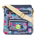 Lily Bloom Bella Night Owl Crossbody Handbag One Size Blue multi ~ 10 X 9 IN