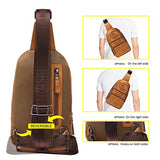 Bison Denim Mens Genuine Leather Sling Backpack Outdoor Shoulder Chest Pack Unbalance Crossbody Bag