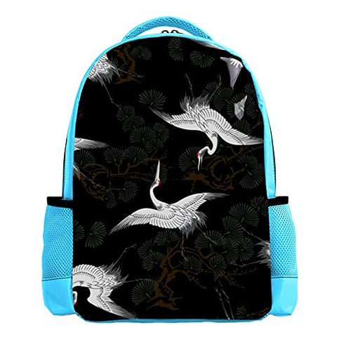 LORVIES Japanese Crane Pattern Backpack Kids School Book Bags for Elementary Primary Schooler for Boys