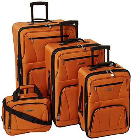 Rockland Journey Softside Upright Luggage Set, Orange, 4-Piece (14/19/24/28)