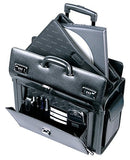 Mancini Deluxe Wheeled Catalog Case, Leather Rolling Business Case in Burgundy