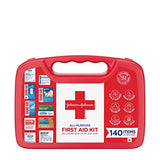 Johnson & Johnson All-Purpose Portable Compact Emergency First Aid Kit for Travel Home & Car, 140 pc