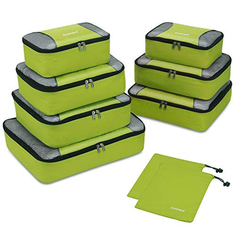 Gonex Rip-Stop Nylon Travel Organizers Packing Bags Light Green