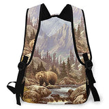 Multi leisure backpack,Grizzly Bear In The Rocky Mountains, travel sports School bag for adult youth College Students