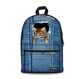 Bigcardesigns Girl'S School Bag Tabby Cat Blue