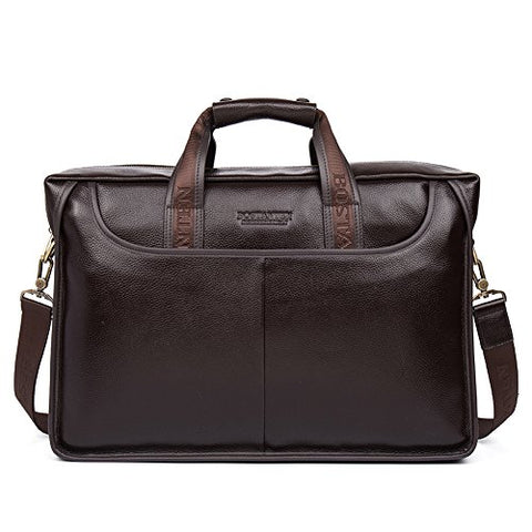 Bostanten Leather Lawyers Briefcase Laptop Messenger Business Bags For Men Brown