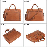 Banuce Vintage Full Grain Italian Leather Briefcase for Men Business Tote Attache Case 14" Laptop