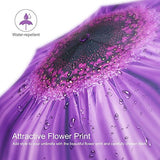Plemo Automatic Umbrellas, Windproof Purple Daisy Design Compact Folding Umbrellas with Anti-Slip