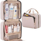 NISHEL 4 Sections Hanging Travel Toiletry Bag Organizer, Water Resistant Large Makeup Cosmetic Case for Bathroom Shower, Pink