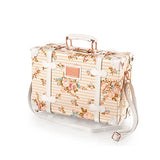13 Inch Pu Leather Small Suitcase Floral Decorative Box With Straps For Women