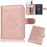GDTK Leather Passport Holder Cover Case RFID Blocking Travel Wallet (Rose Gold)