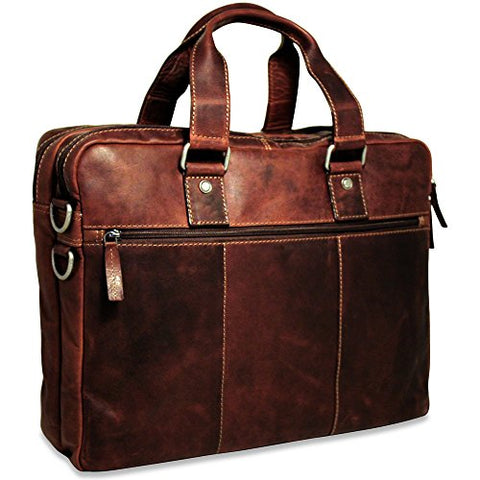Jack Georges Mens Voyager Large Double Gusset Top Zip Briefcase in Brown