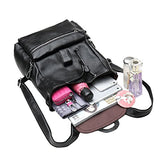 ABage Women's Genuine Leather Backpack Classic Casual School Buckle Flap Backpack, Black1