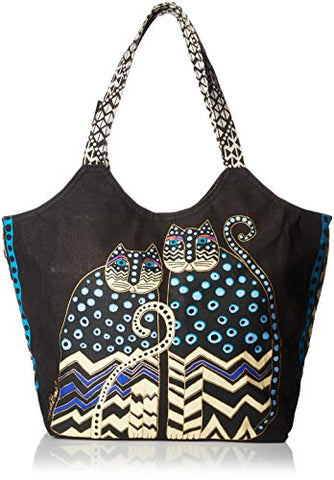 Laurel Burch Large Scoop Tote With Zipper Top, Spotted Cats