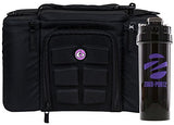6 Pack Fitness Insulated Meal Prep Bag, Innovator 300 Black/Neon Purple (3 Meal) w/Bonus ZogoSportz Cyclone Shaker