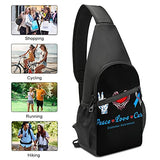 SWEET TANG Fashion Durable Men Women Sling Bag Chest Crossbody Bag Pack Rucksack for Sport, Travel, Workout, Ribbon Red Love Heart Peace Love Cure Diabetes Awareness
