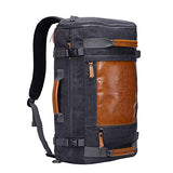 WITZMAN Men Vintage Canvas Rucksack Travel Duffel Backpack Retro Hiking Bag 2033 (19 inch Black)