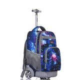 Tilami Rolling Backpack 18 Inch for School Travel with Pencil Case,Blue Galaxy
