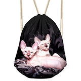 Bigcardesigns Drawstring Backpack Gym Bag Lightweight Sackpack Hairless Cat